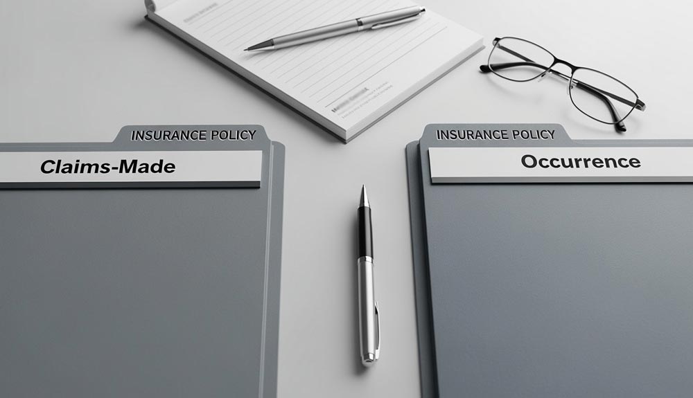 Comparison of claims-made and occurrence-based malpractice insurance policies for law firms.