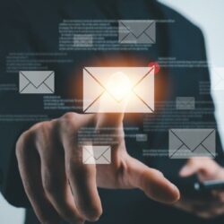 Attorney reviewing confidential email on a secure, encrypted computer system.